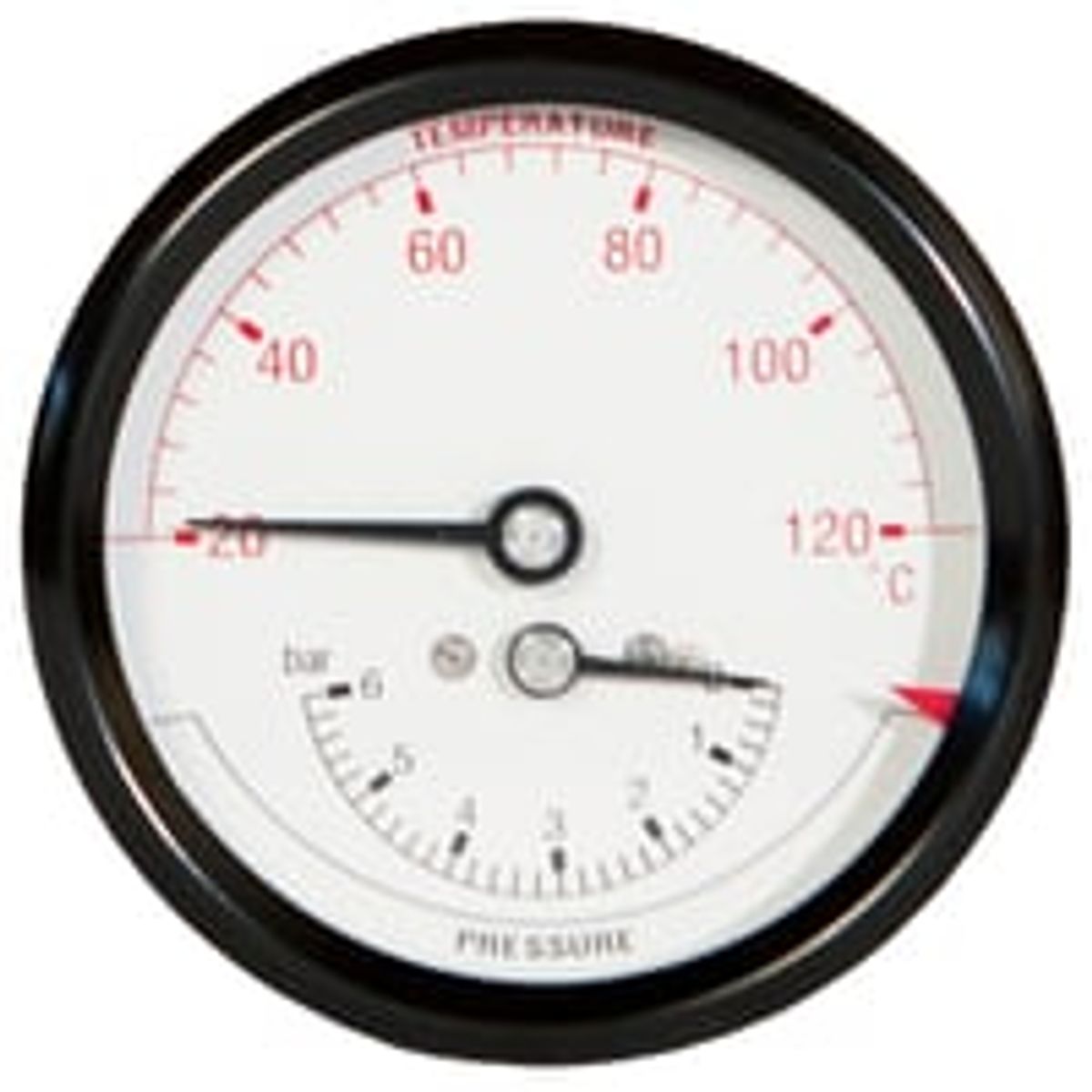 Termomanometer 0-6 bar 20-120