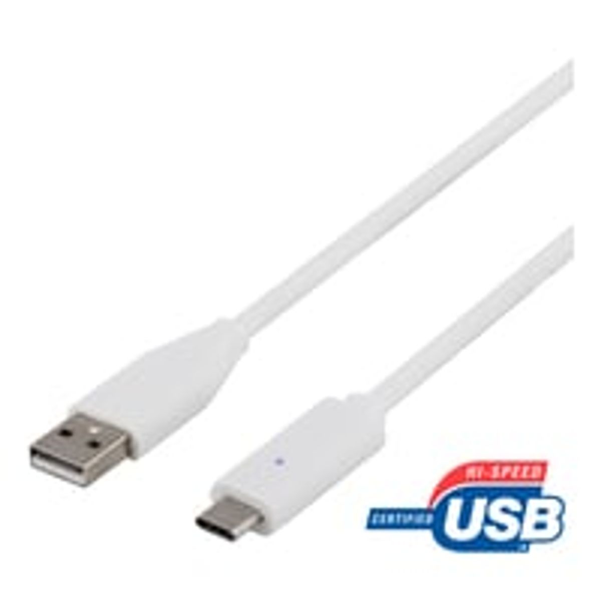 DELTACO USB 2.0 kabel, Type C - Type A ma, 1m, hvid