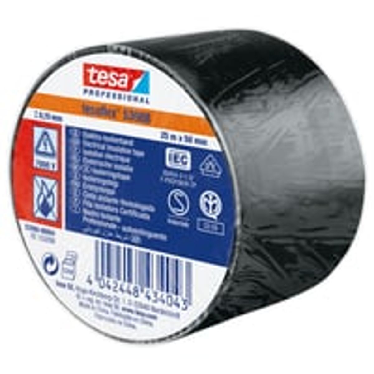 Tesa PVC isoleringstape, 50 mm x 25 m, sort