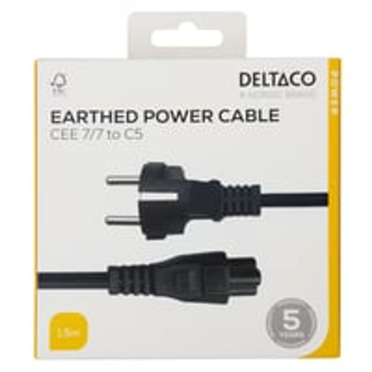 Power cord CEE 7/7 - C5, 1,5m, black