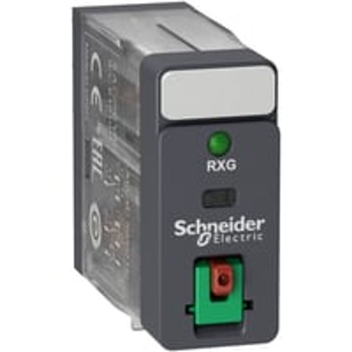 Schneider Harmony stikbensrel, 5 A, 230 VAC, 2 C/O, testknap, LED