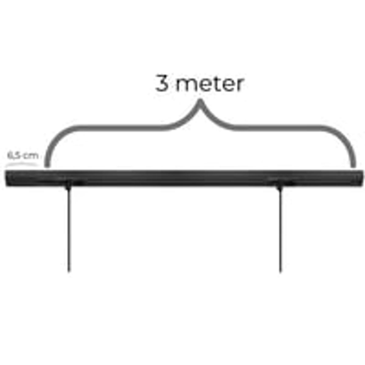 Square lampeskinne til loft til nedhngte lamper (pendler), til 3 lamper, endetilslutning, sort, 3 meter