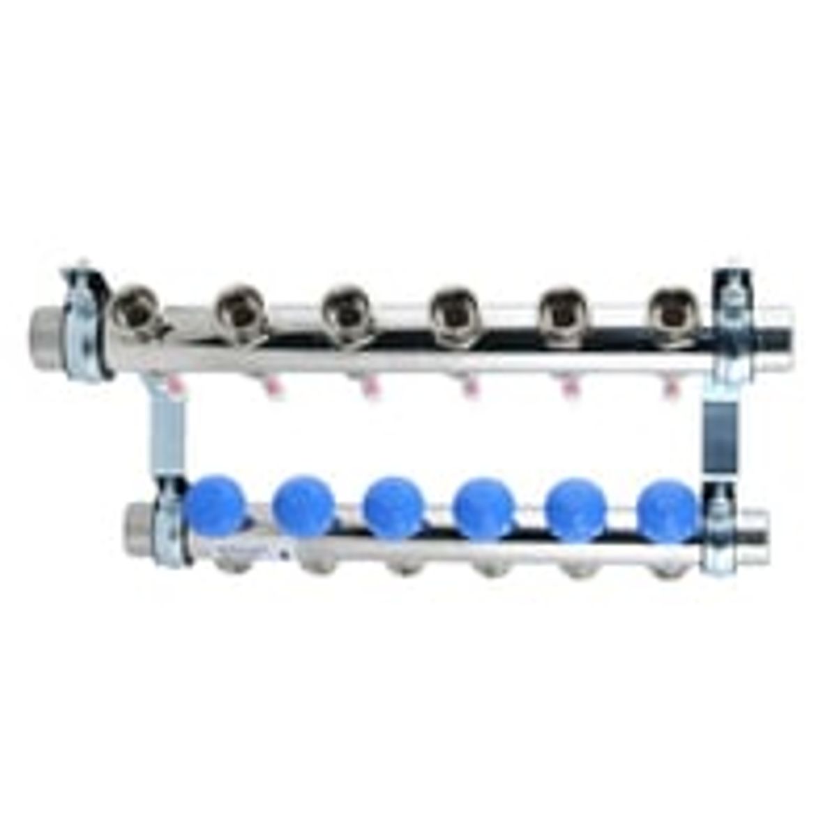 Watts Manifold 1", 6 Kredse med Flowmeter, Endest og Beslag