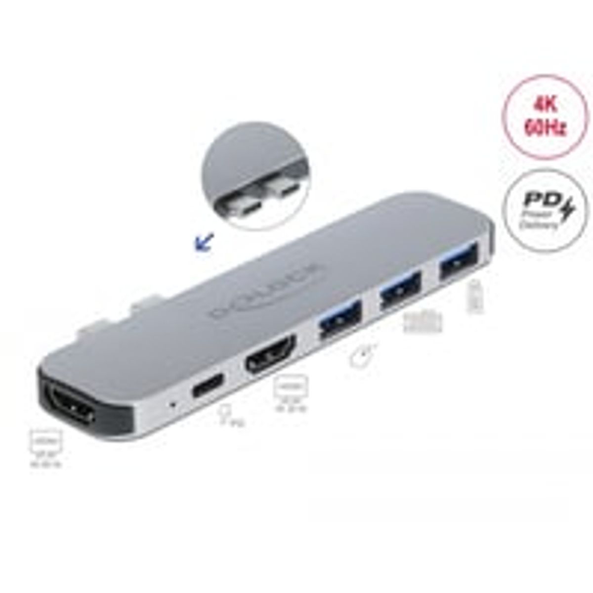 Docking Station til MacBook Dual HDMI 4K, PD / Hub - DeLock