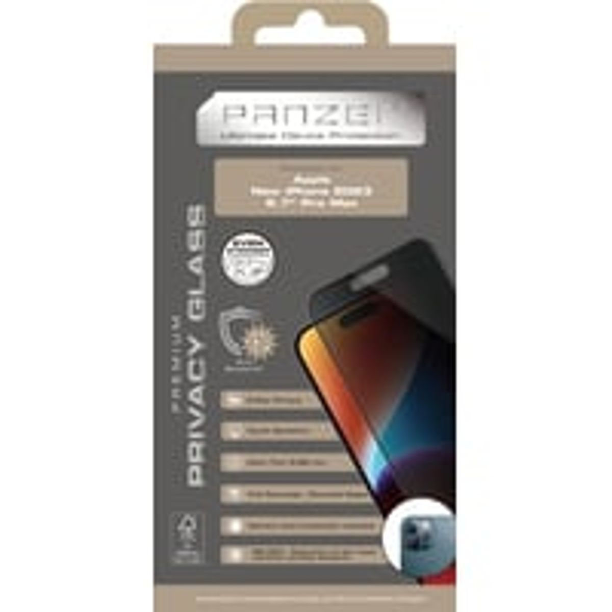 PANZER iPhone 15 Pro Max Full-Fit Privacy Glass, 2-way, transparent