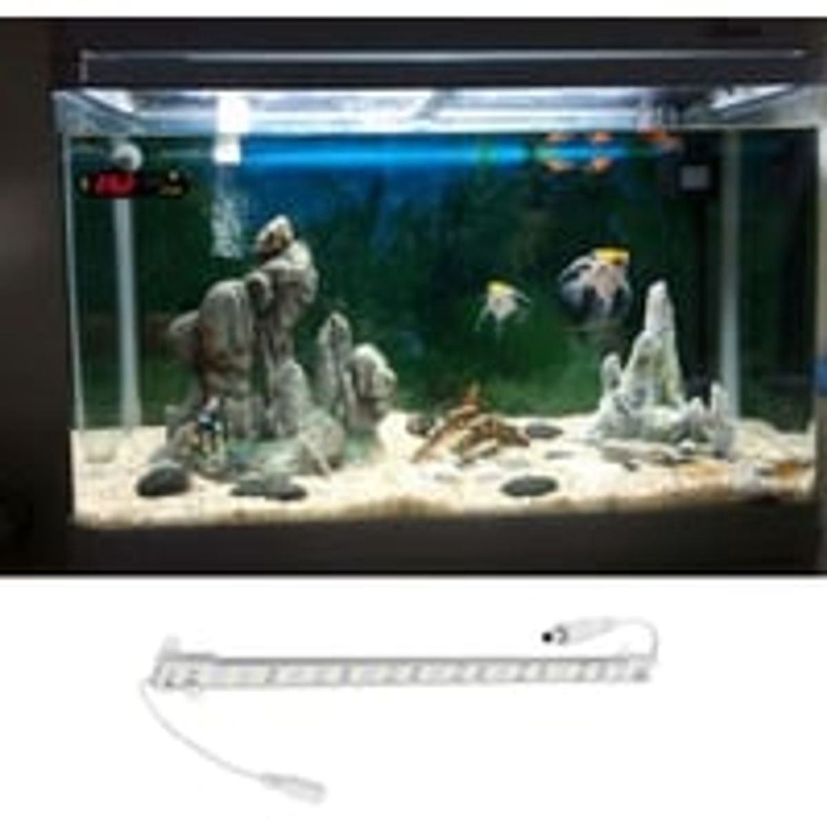 LED-lys til akvarie, aluprofil, 7000K (hvid/bl 5:1), 24V, 16W LED, IP65, med stik