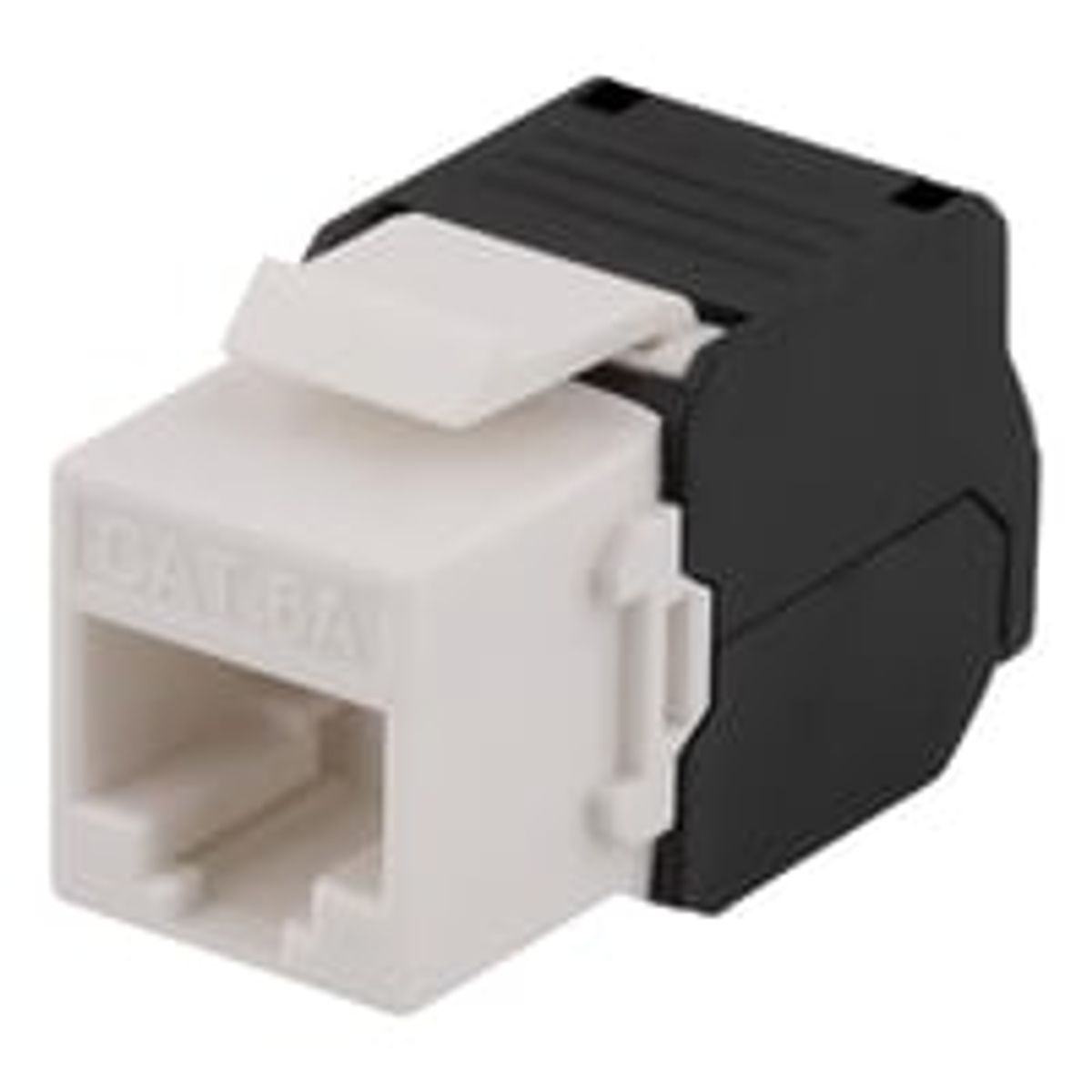 DELTACO Cat6A Keystone jack, toolless clamp termination, plastic, hvid