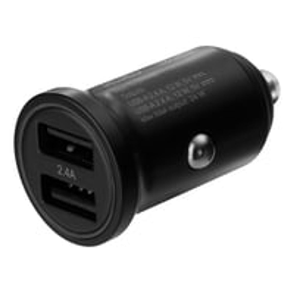 12/24 V USB biloplader med dual USB-A porte, 24 W, sort - Deltaco