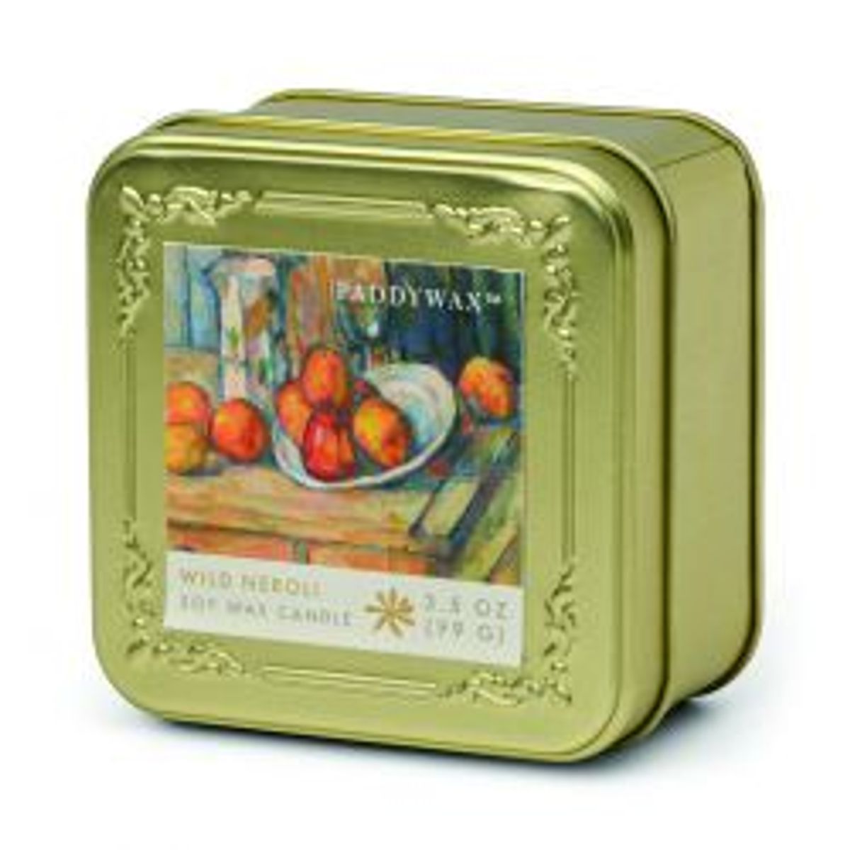 Paddywax Impressionist 3.5oz/99g Tin Candle - Cezanne still Life With Milk Jug & Fruit - Duftlys