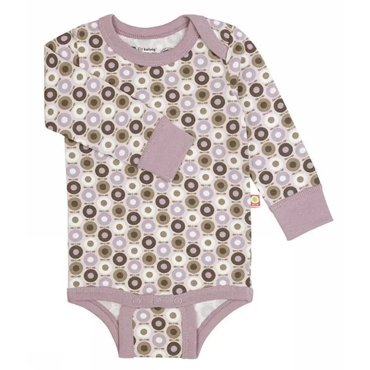 Body langærmet med rosa og brune miniæble print