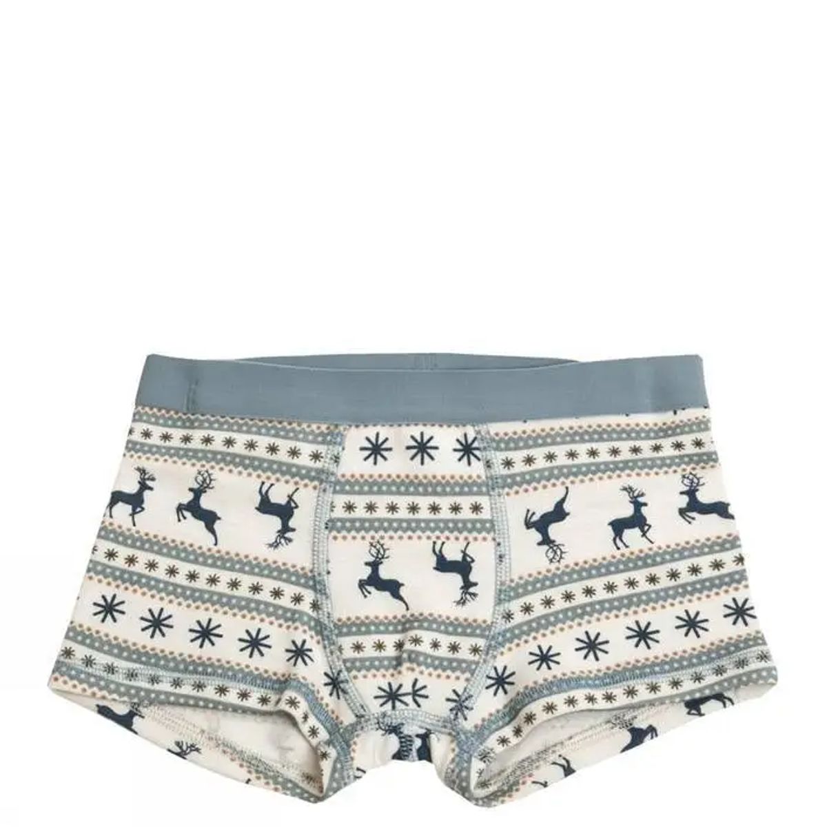 Boxershorts i lyseblå/sand uld - Jumping deer