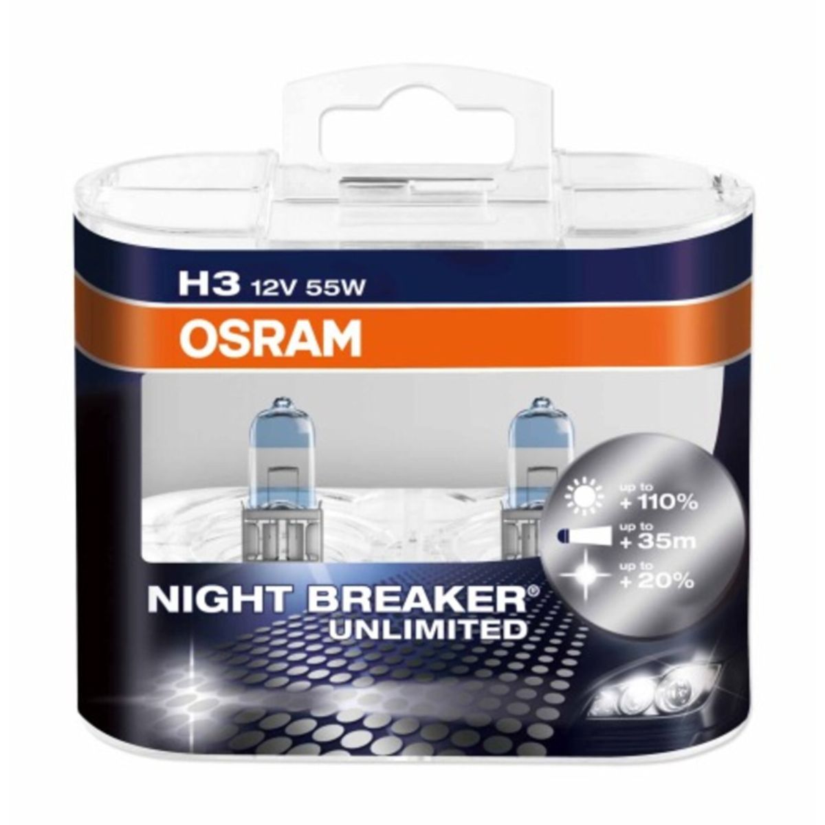 Osram NightBreaker Unlimited H3 pære +110% mere lys (2 stk)