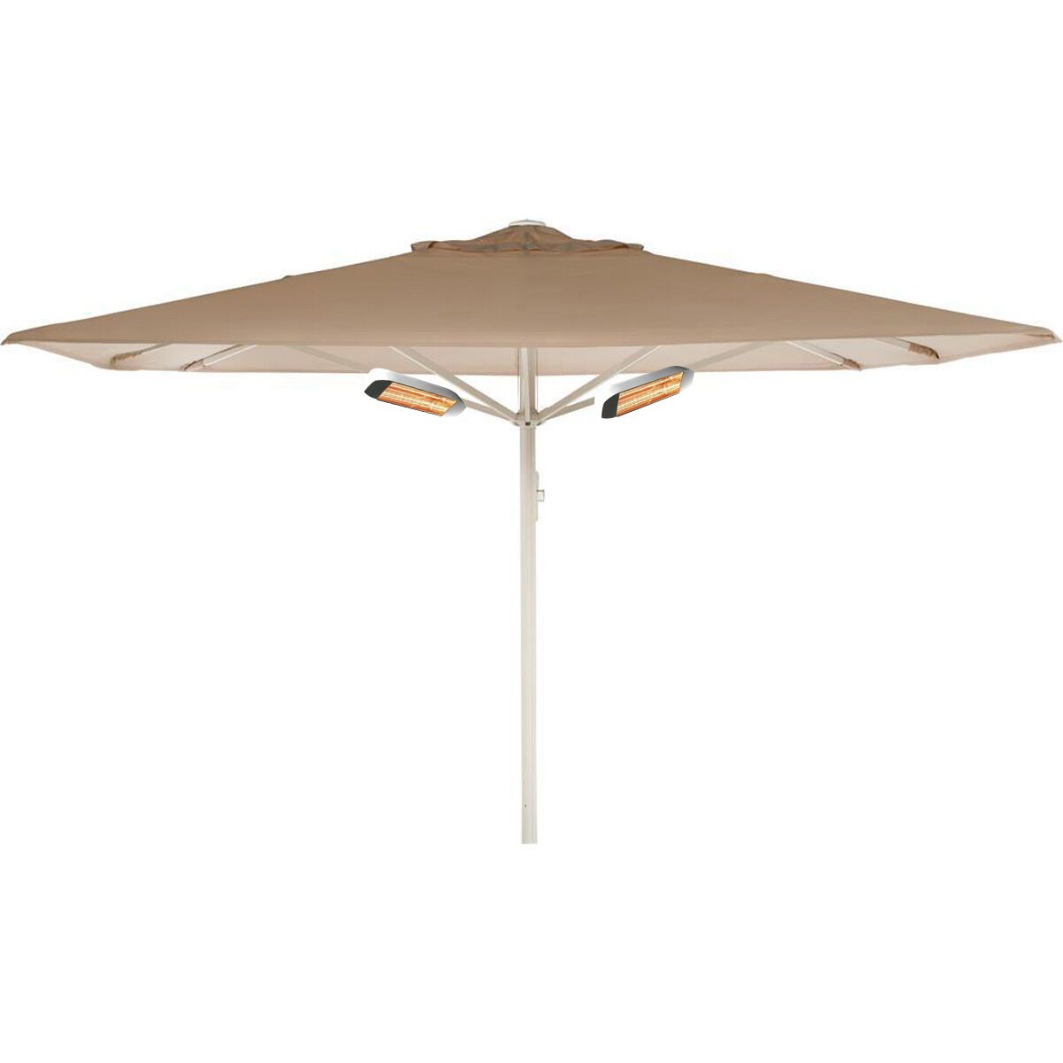 Kæmpeparasol 4x4m polyester u/frise ink varmelampe - Beige