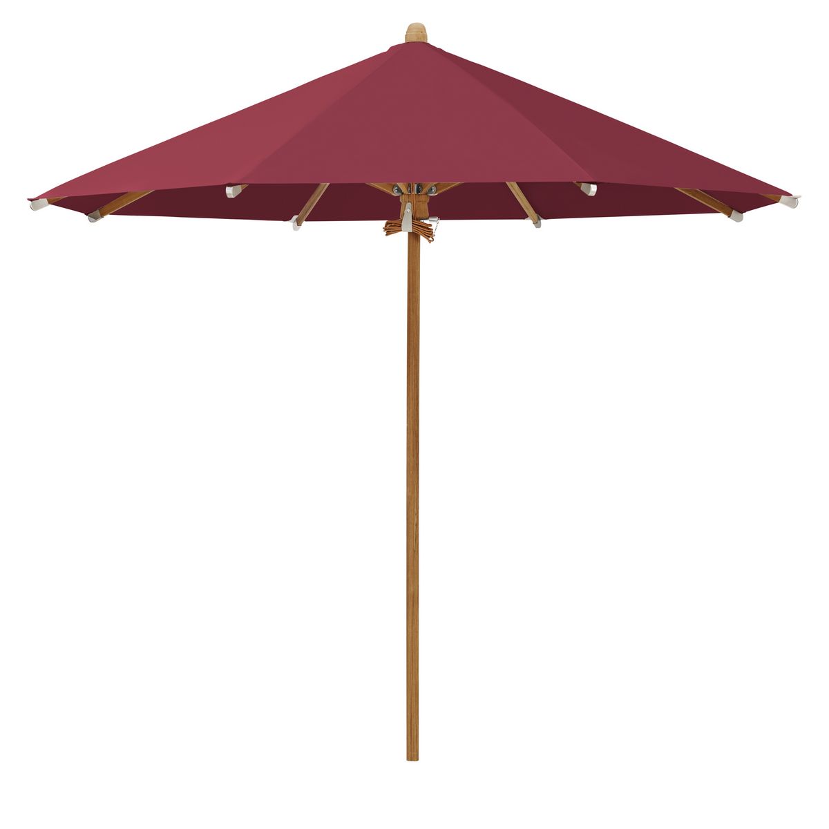 Teakwood Træparasol Ø300cm uden frisekant - VinrØd