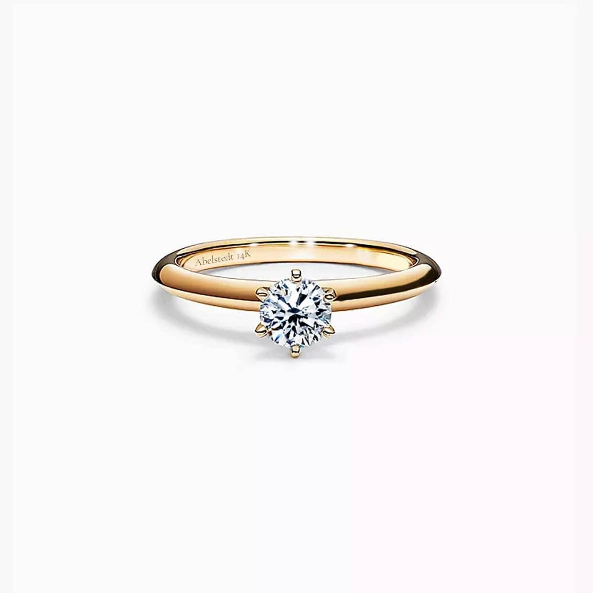 Rose Forlovelsesring med hvid round cut safir i guld