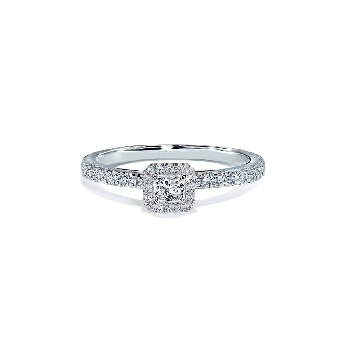 Oxford halo square solitaire ring