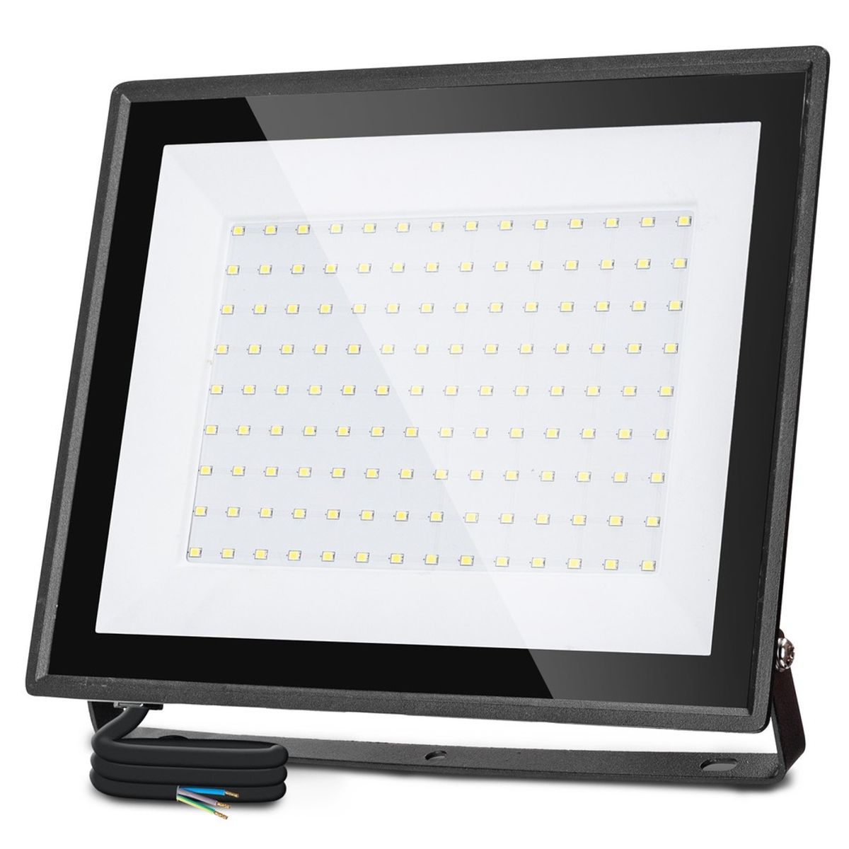 LED Projektør 100W - 6500K - Sort Støbt Aluminium - 25cm Ledning - Kulør : Kold