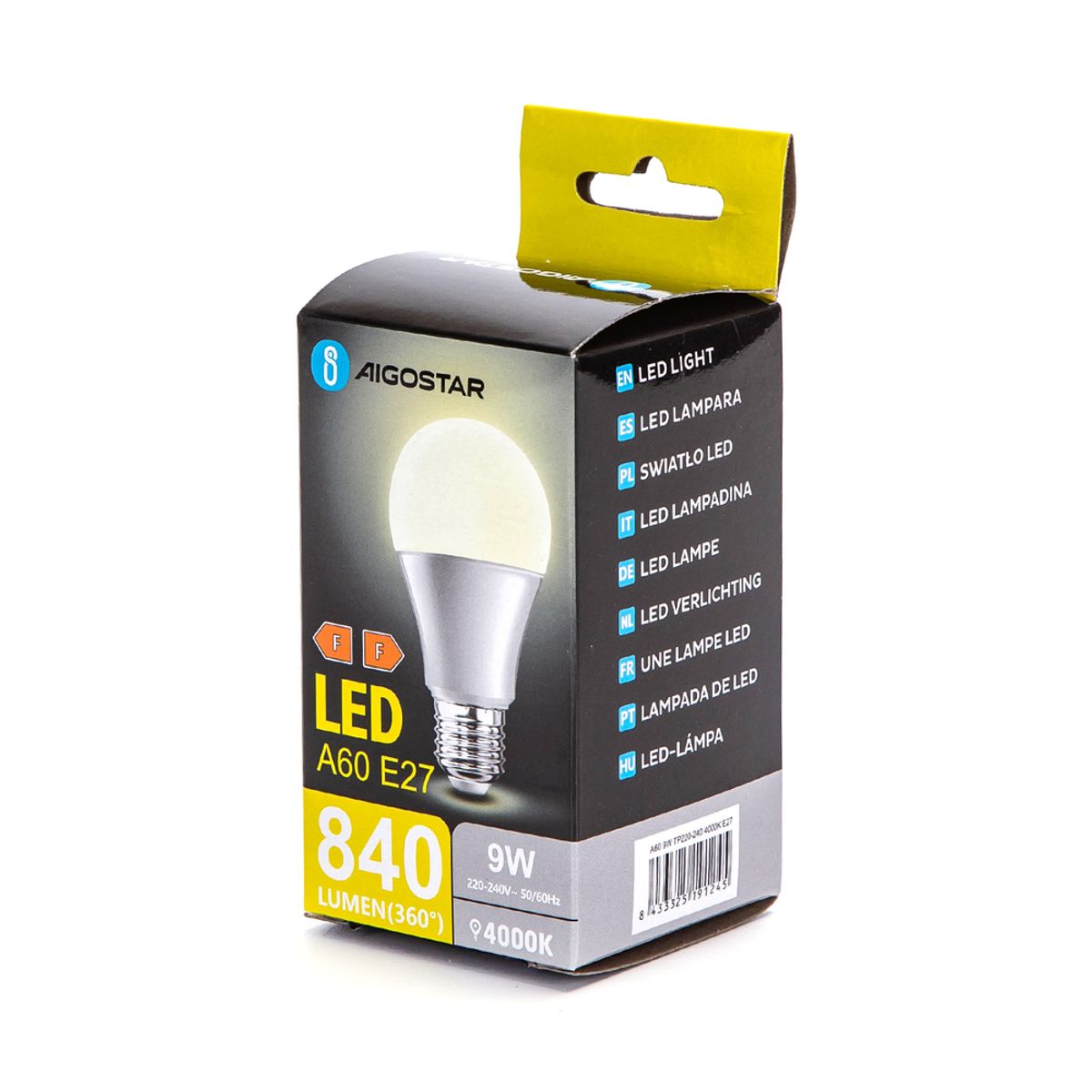 LED A5 A60 - Stor Spredning, E27, 9W, 4000K - Kulør : Neutral