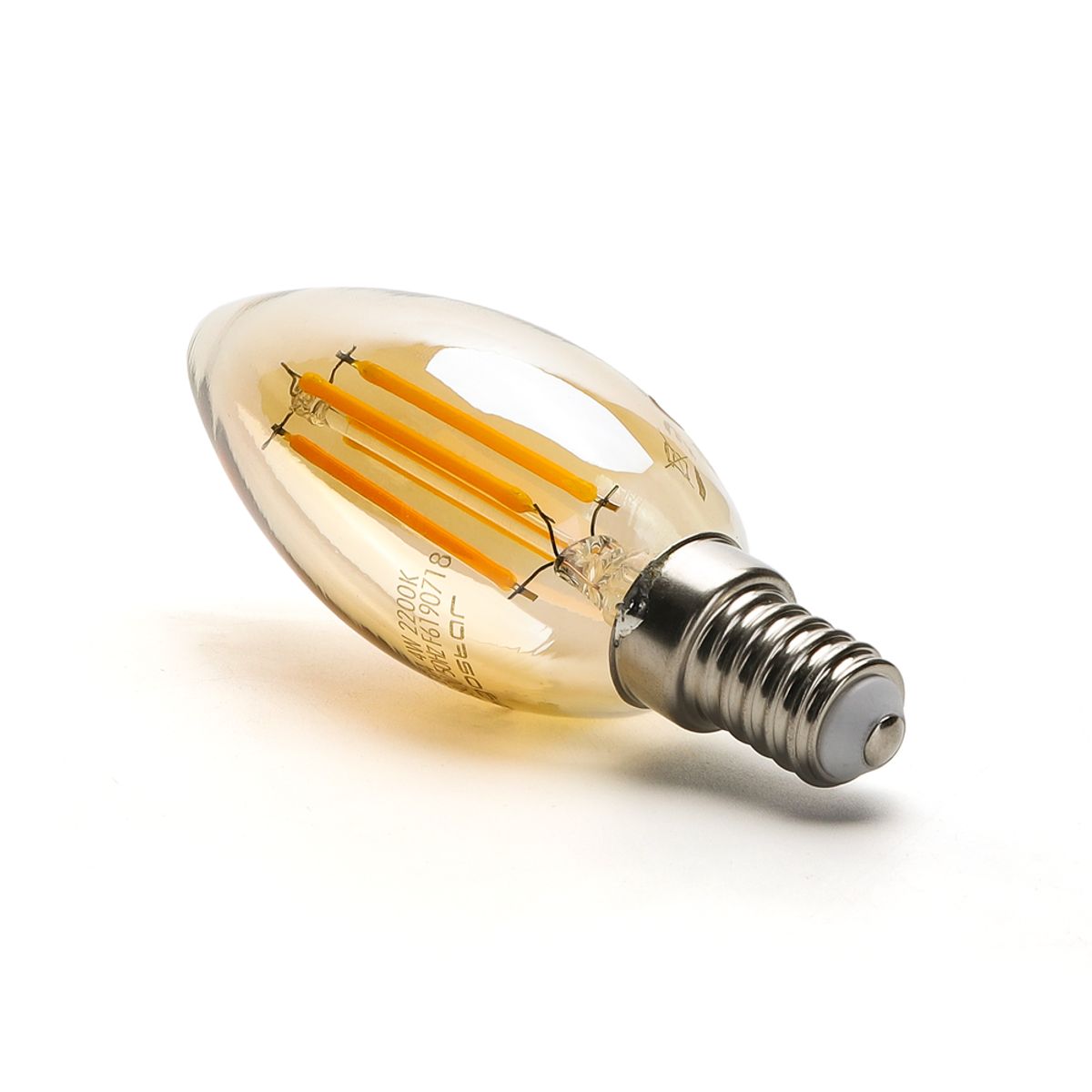 LED Filament pære C35 E14 - 4W, 2200K, Amber - Kulør : Ekstra varm