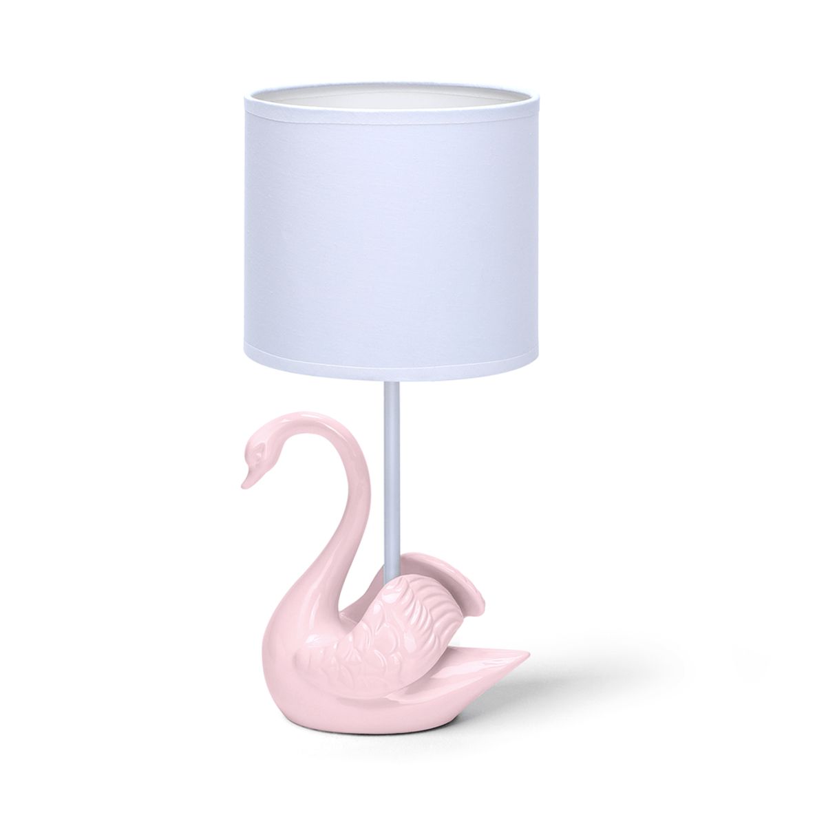 Keramisk Bordlampe E14-10 - Hvid Skærm/Pink Fod