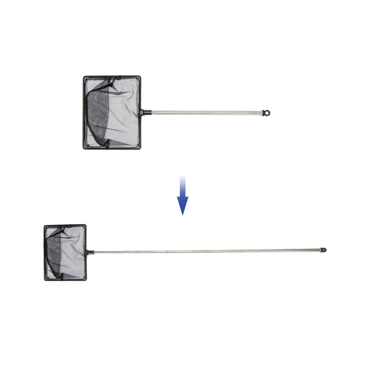 Mellemtørt Firkantet Indtrækkeligt Fiskenet - W11,5 x L36,8-74cm - Sort