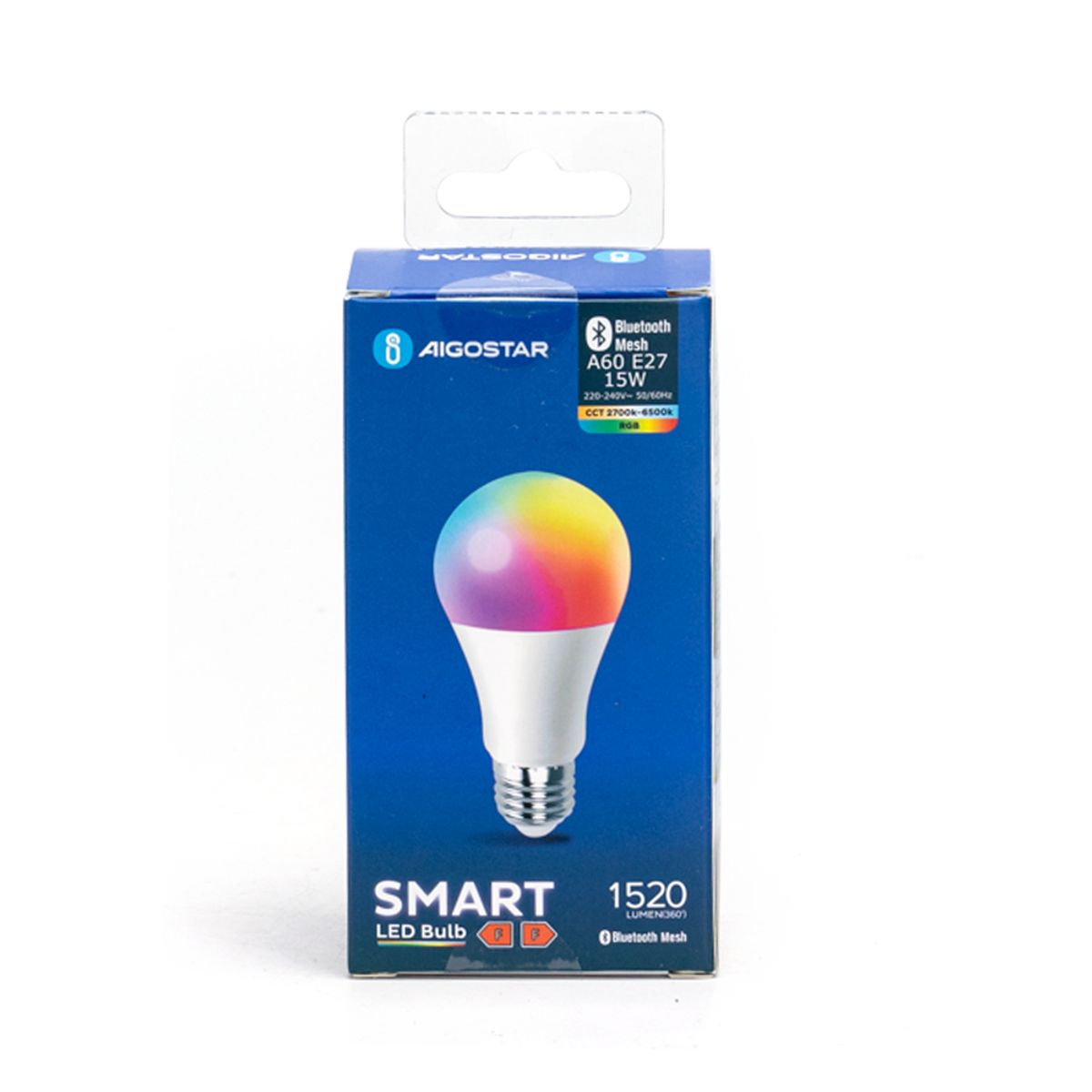 Bluetooth Mesh Smart LED A60 E27 15W RGB+CCT - Kulør : RGB + CCT (Varm til Kold Hvid)