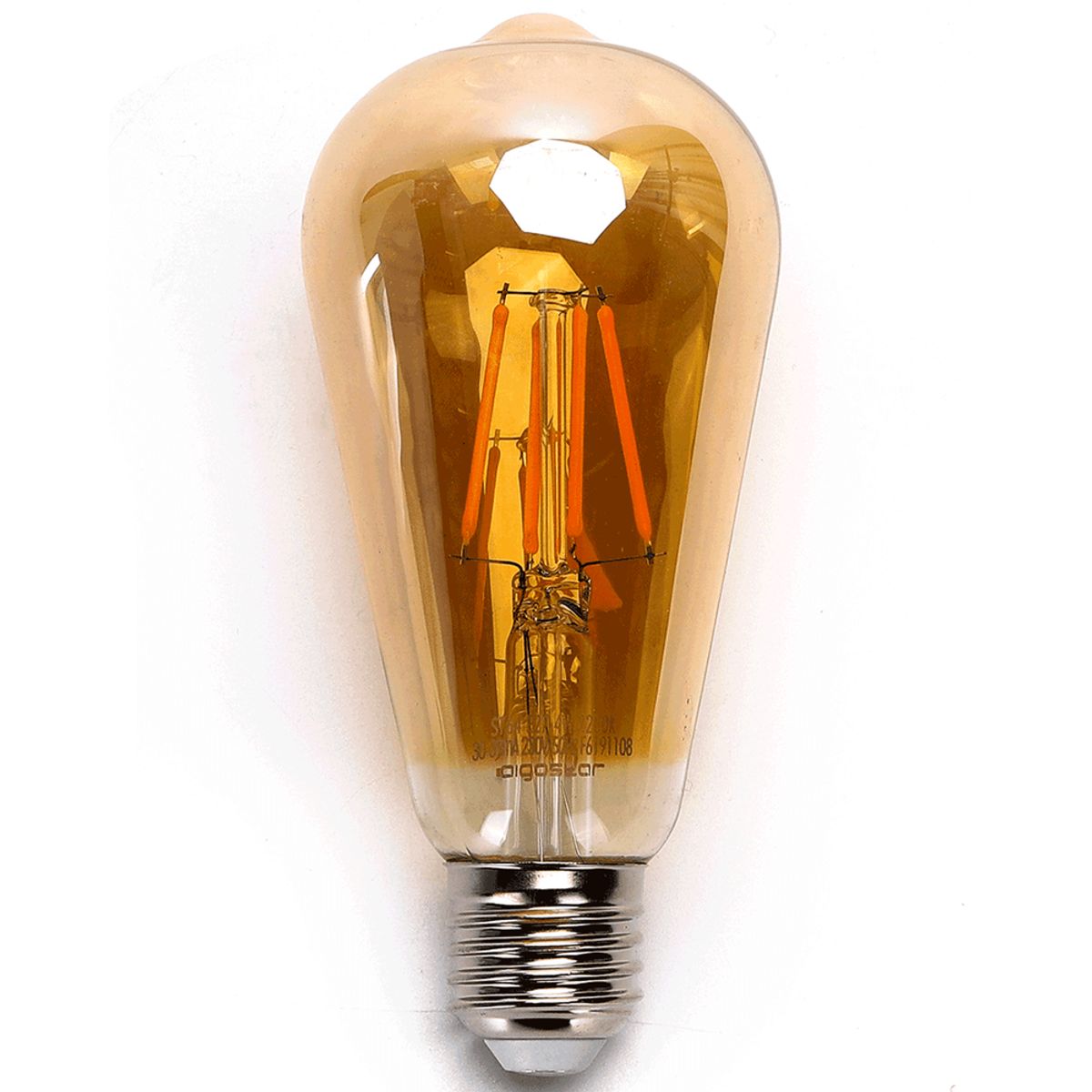 LED Filament pære ST64 E27 - 10W, 2200K, Amber - Kulør : Ekstra varm