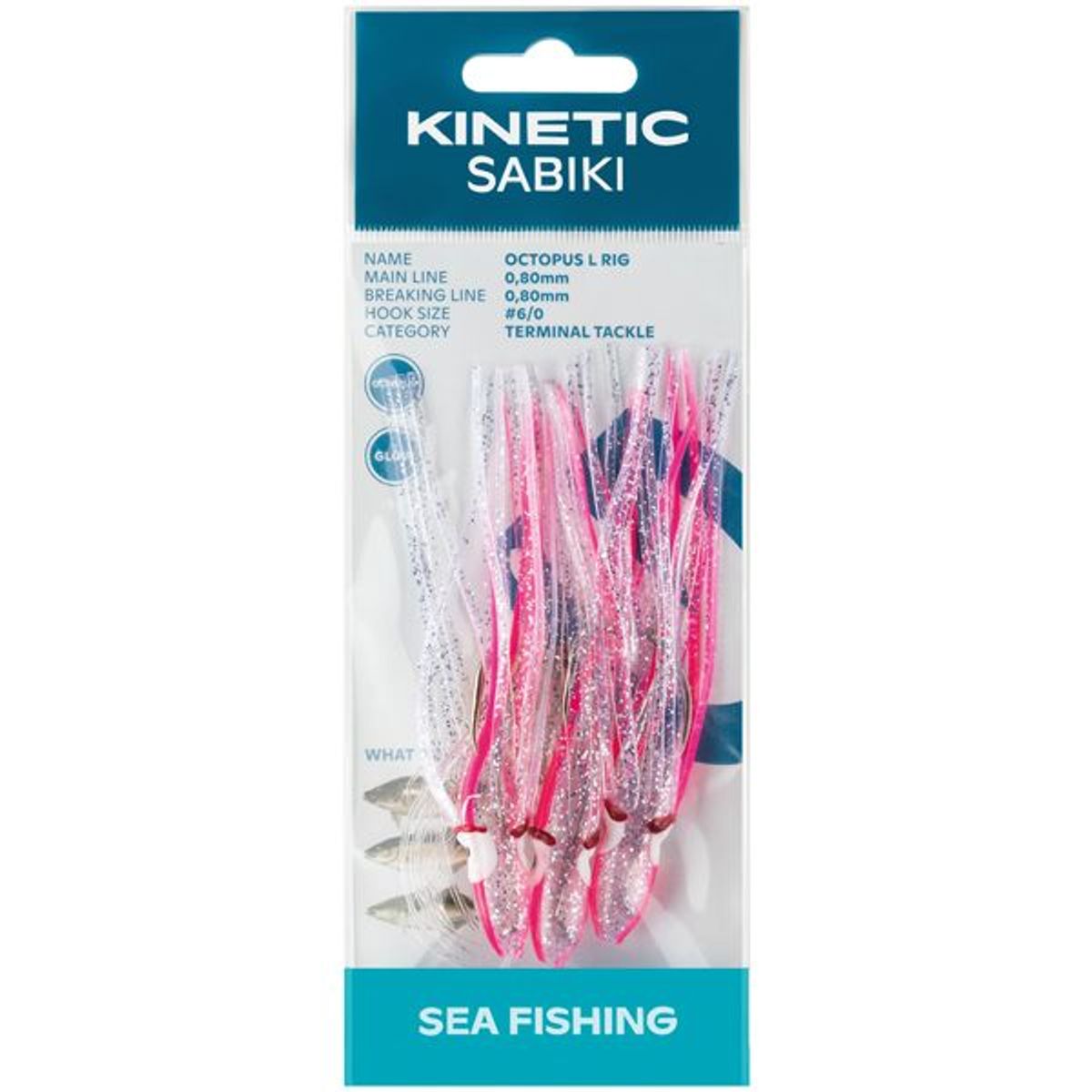 kinetic Sabiki blæksprutte torsk/sej, Pink/glimmer - 1044321