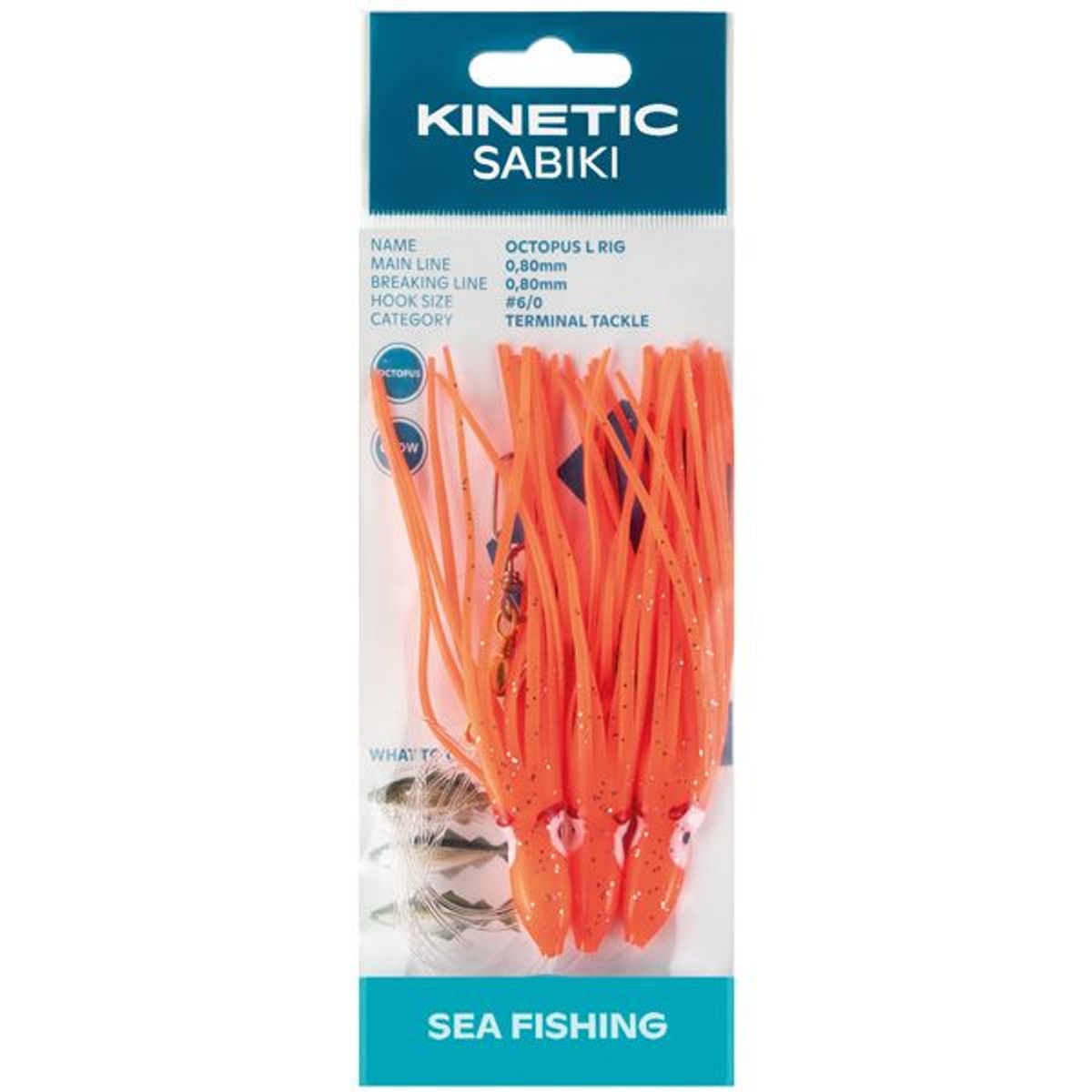 Kinetic Sabiki blæksprutte torsk/sej, Orange/glimmer - 1044322