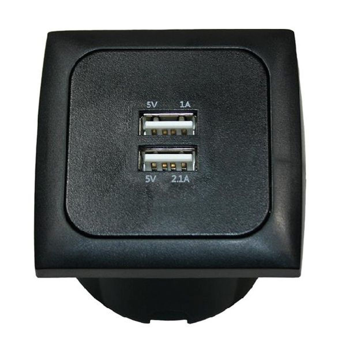 Indbygningsstik 12/24v sort 2 stk USB - 1272085