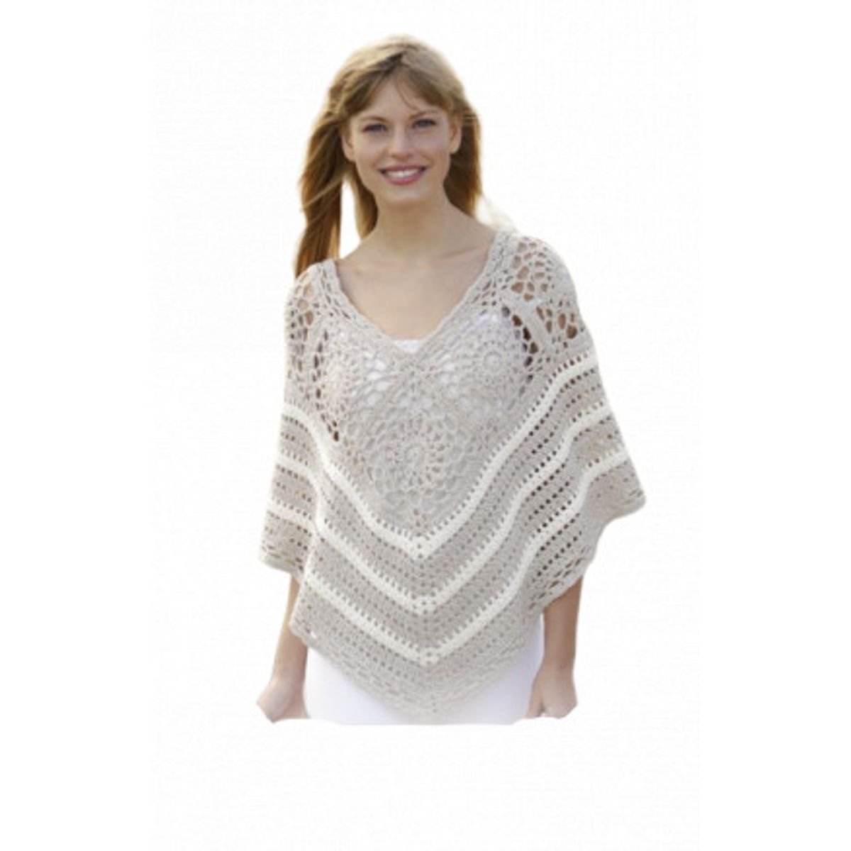 Sweet Martine by DROPS Design - Poncho med bedstemorruder Hækleopskrif - XX-Large