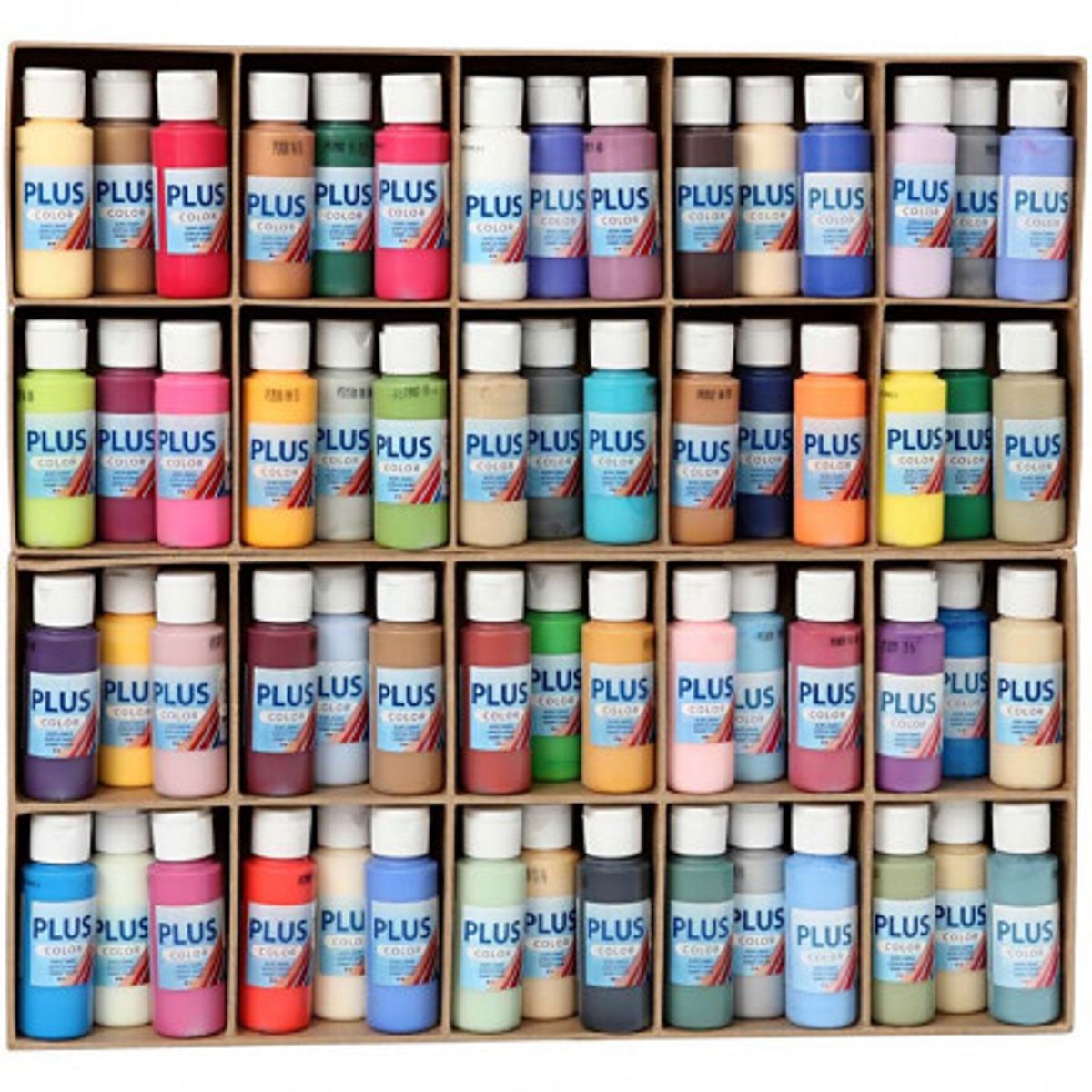 Plus Color hobbymaling, ass. farver, 60x60 ml/ 1 pk.