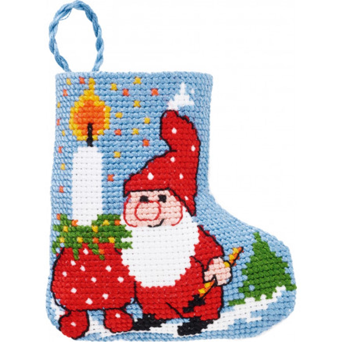 Permin Broderikit Julestrømpe Nisse med Lys 7x8cm