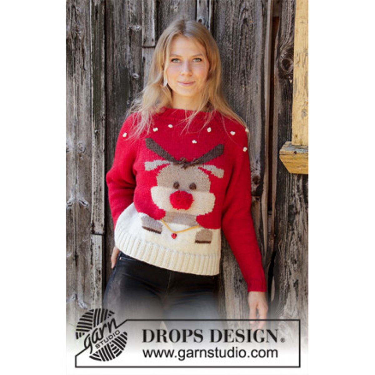 Red Nose Jumper by DROPS Design - Bluse Strikkeopskrift str. S-XXXL - XXX-Large