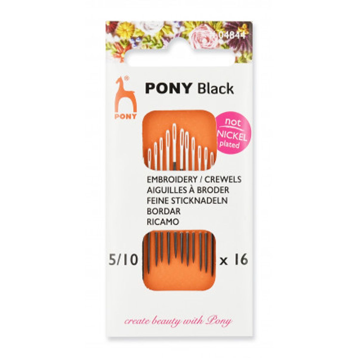 Pony Black Broderinåle Str. 5/10 - 16 stk