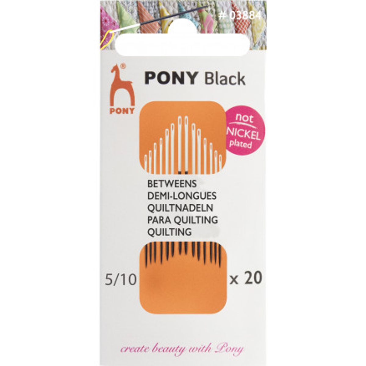 Pony Black Quiltenåle Str. 5/10 - 20 stk