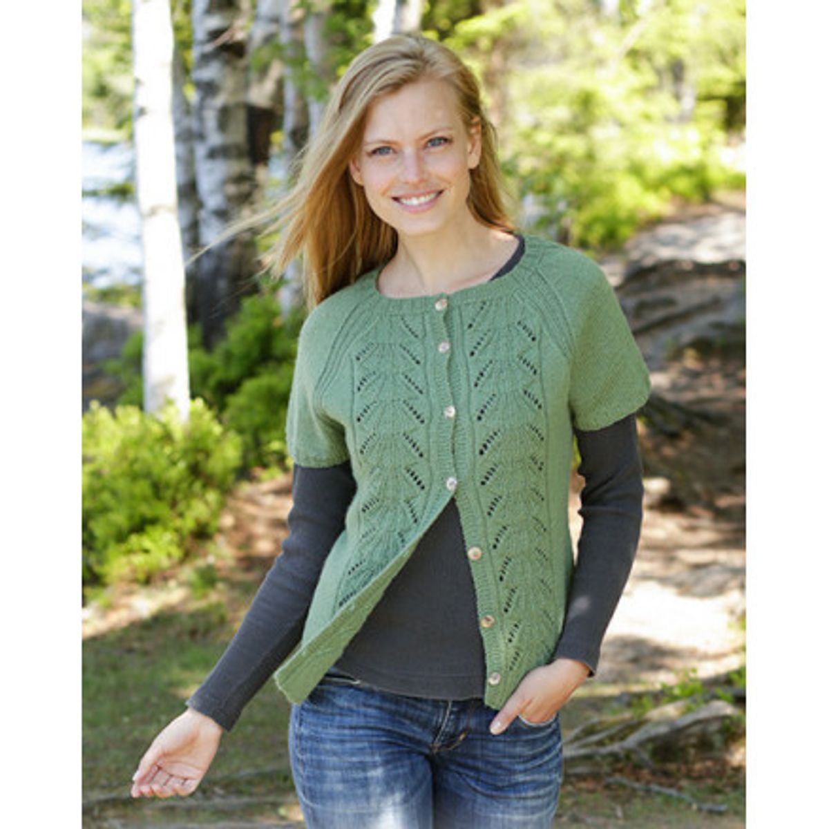 Green Luck Cardi by DROPS Design - Vest Strikkeopskrift str. S - XXXL - XX-Large