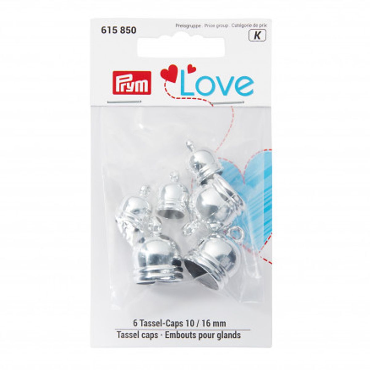 Prym Love Kvasteholder Sølvfarvet 10 & 16mm - 6 stk.