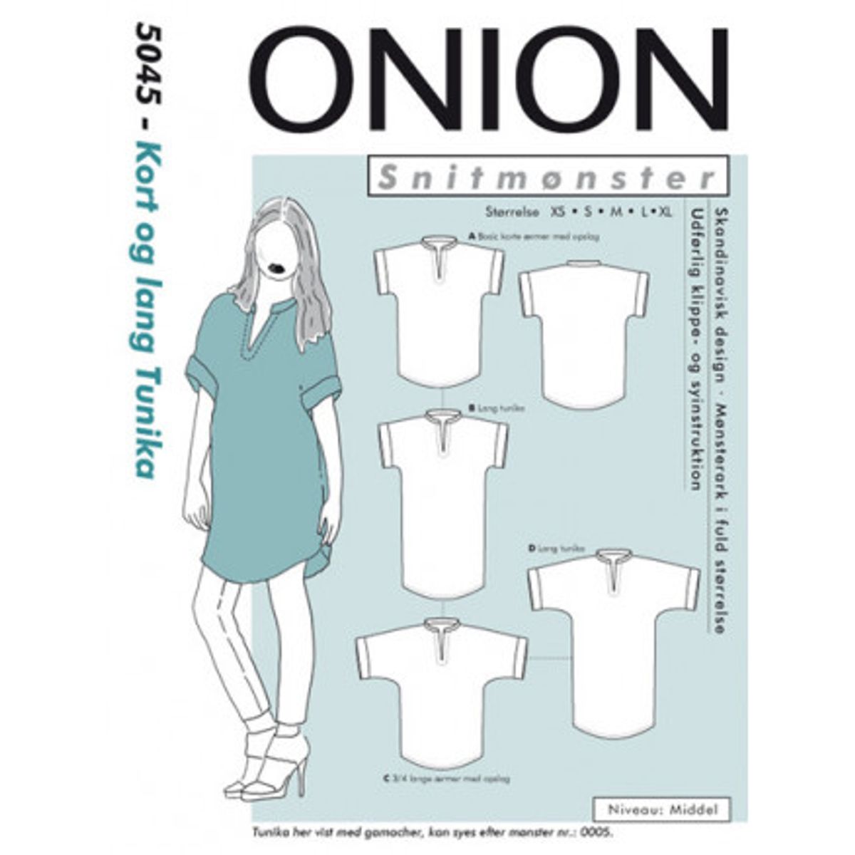 ONION Snitmønster 5045 Kort & Lang Tunika Str. XS-XL