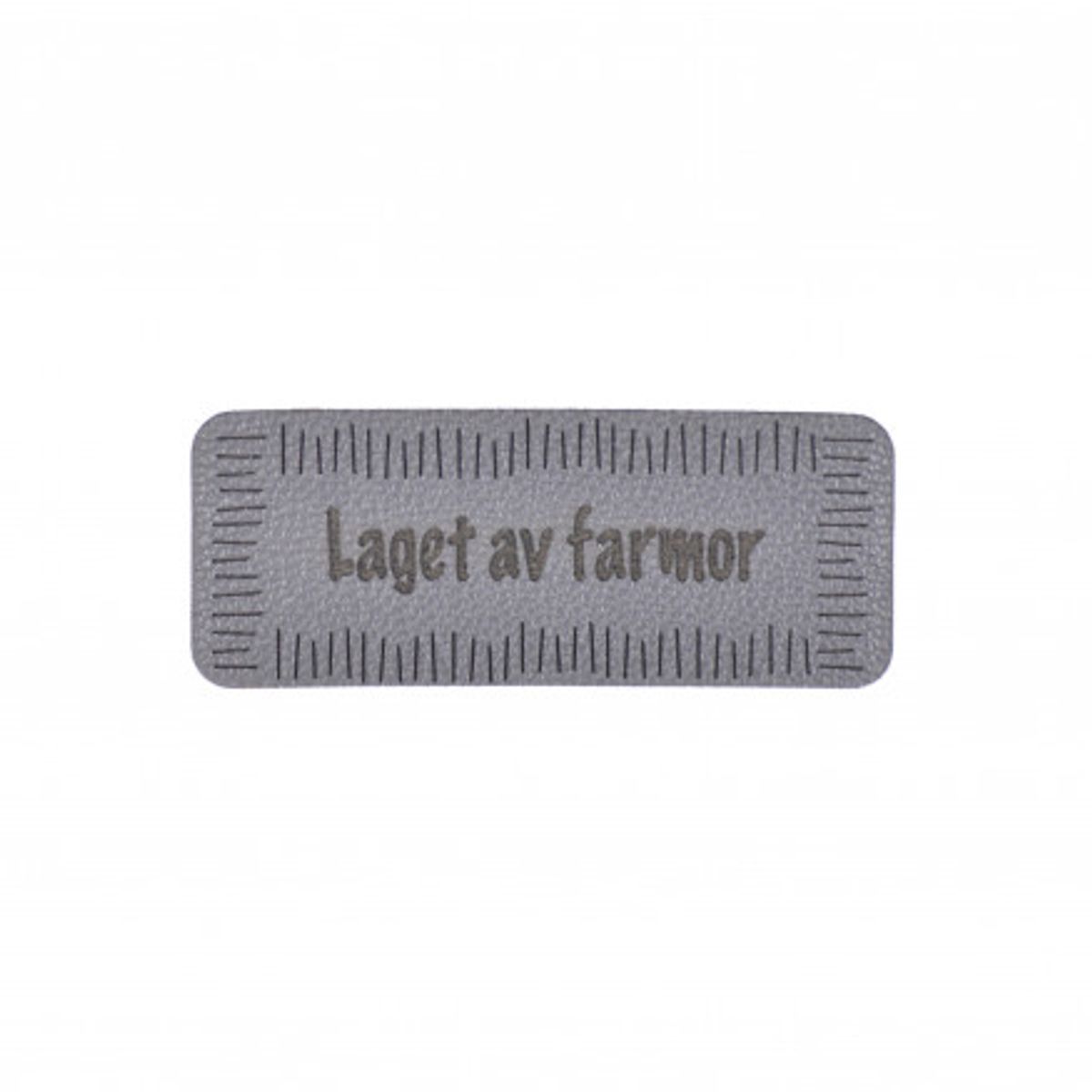 Norsk Label Laget av Farmor Imiteret læder Grå 5x2cm - 1 stk