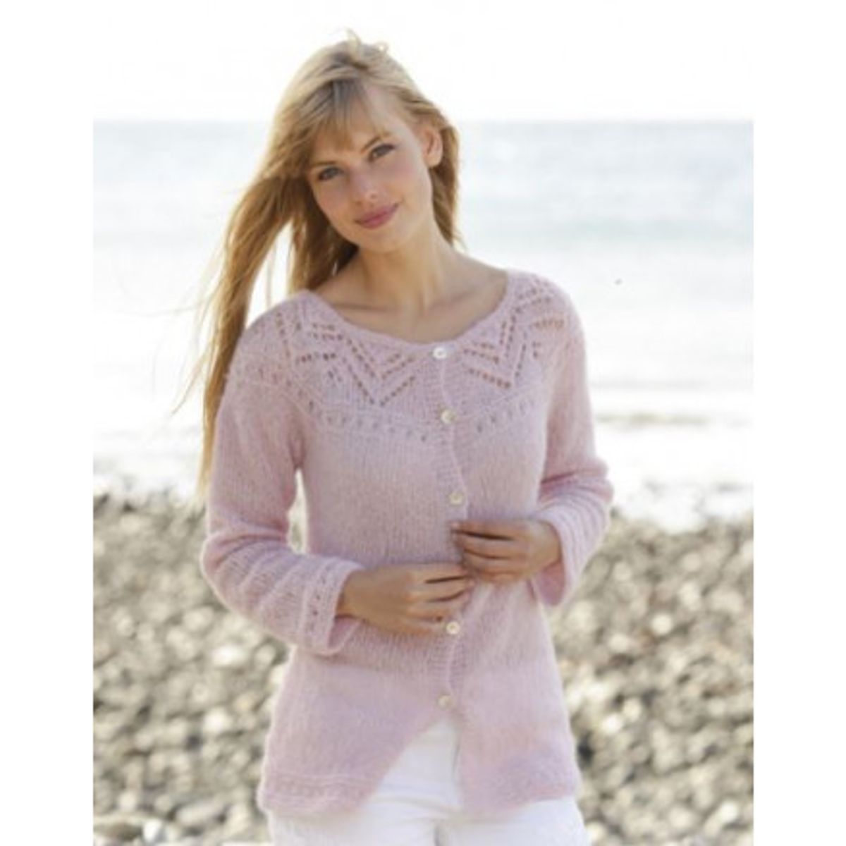 Pink Connection Cardigan by DROPS Design - Jakke Strikkeopskrift str. - Medium