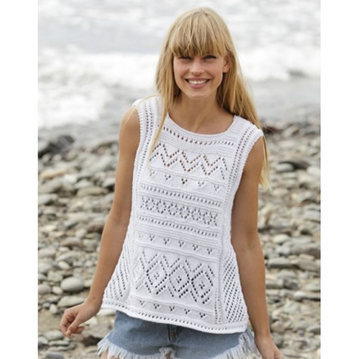 Erica Singlet by DROPS Design - Top Strikkeopskrift str. S - XXXL - Medium