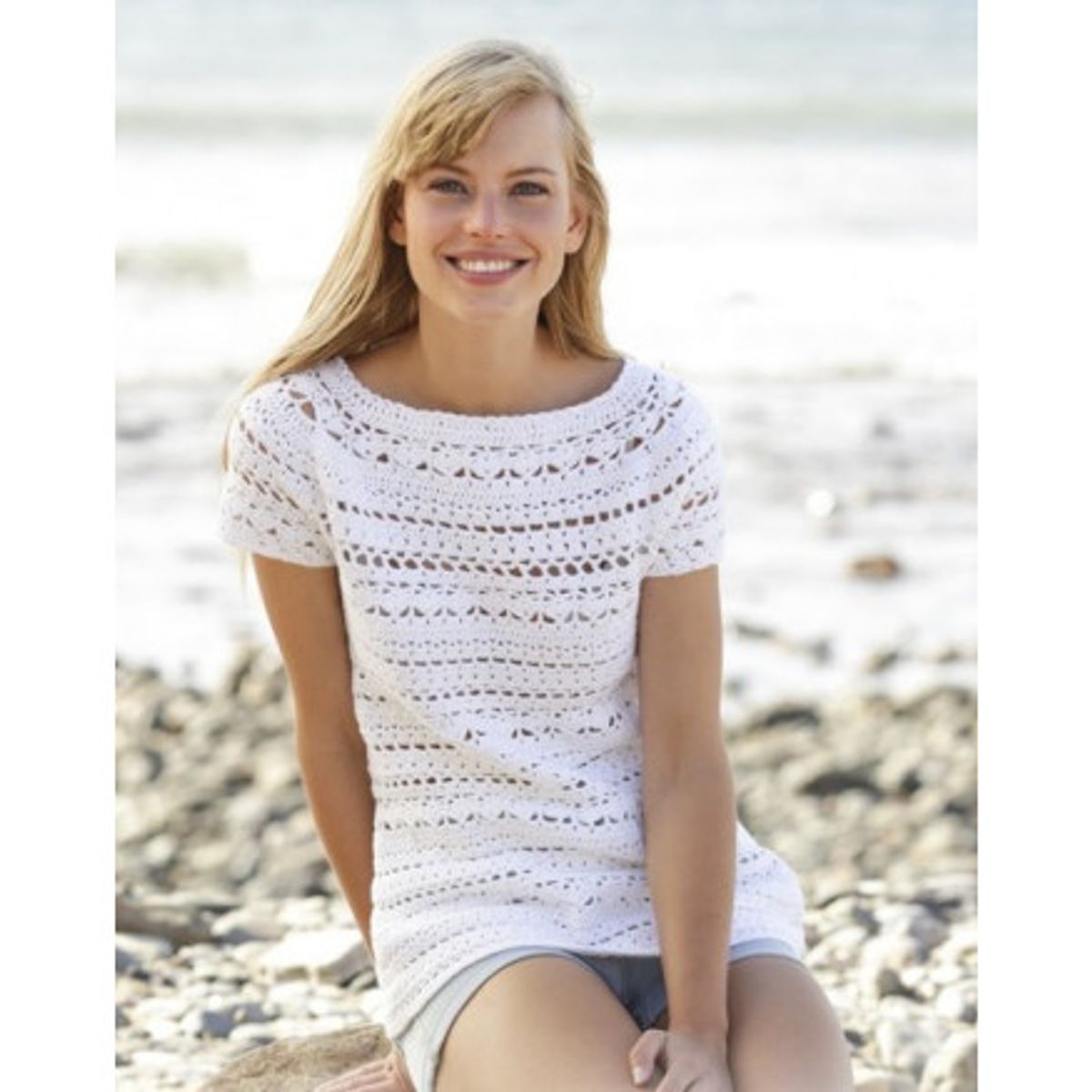 Seashore Bliss Top by DROPS Design - Top Hækleopskrift str. S - XXXL - Small