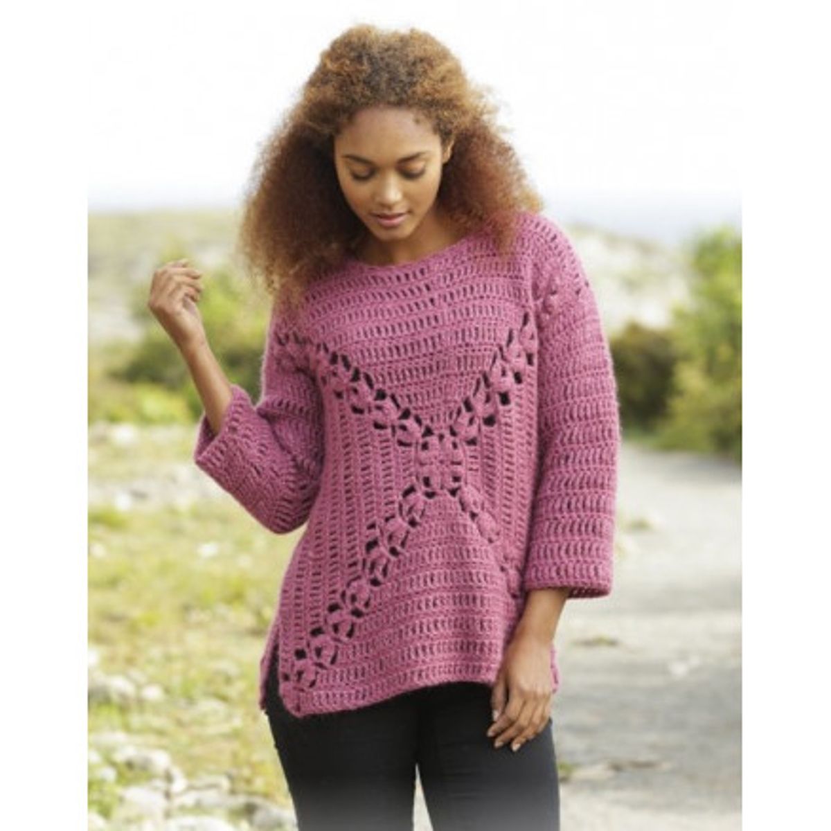 Autumn Rose by DROPS Design - Bluse Hækleopskrift str. S - XXXL - Small