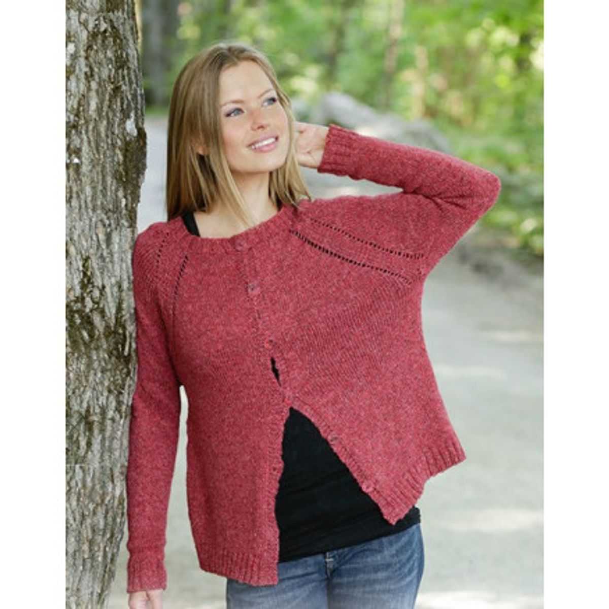 Raspberry Delight by DROPS Design - Jakke Strikkeopskift str. S - XXXL - Large