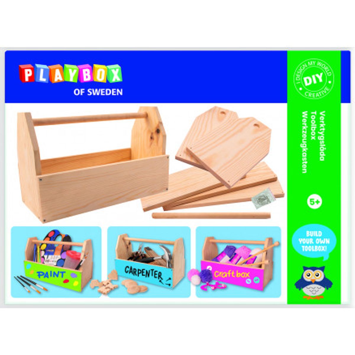 Playbox Lav selv/DIY Sæt Værktøjskasse i Træ