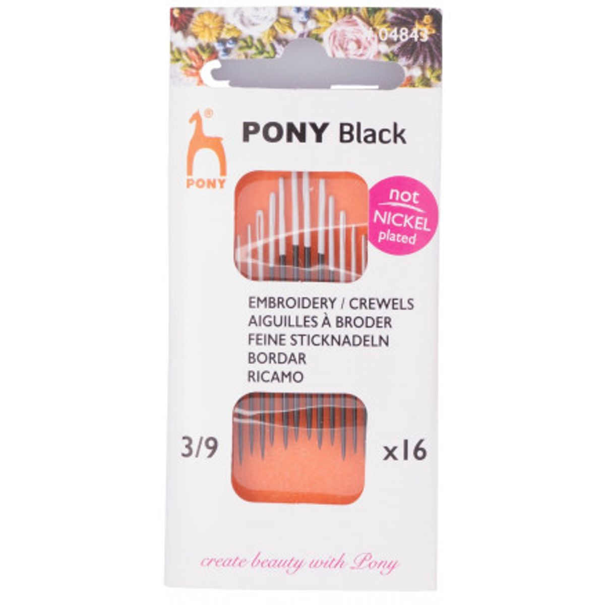 Pony Black Broderinåle Str. 3/9 - 16 stk