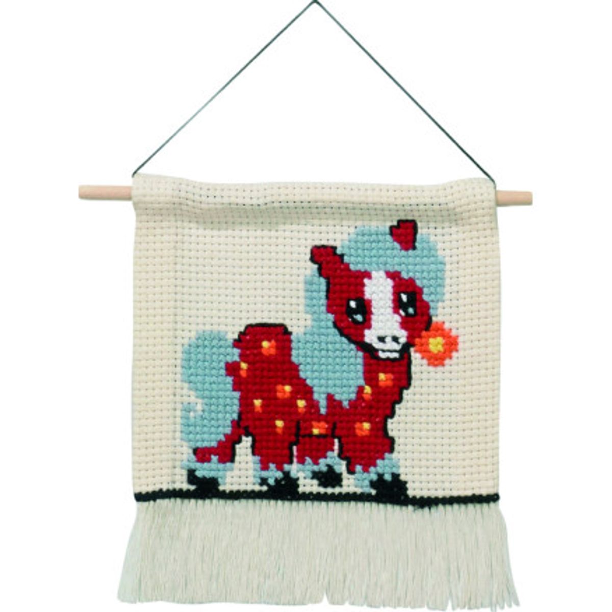 Permin broderikit m/ Bordeaux Pony til børn 16x18cm