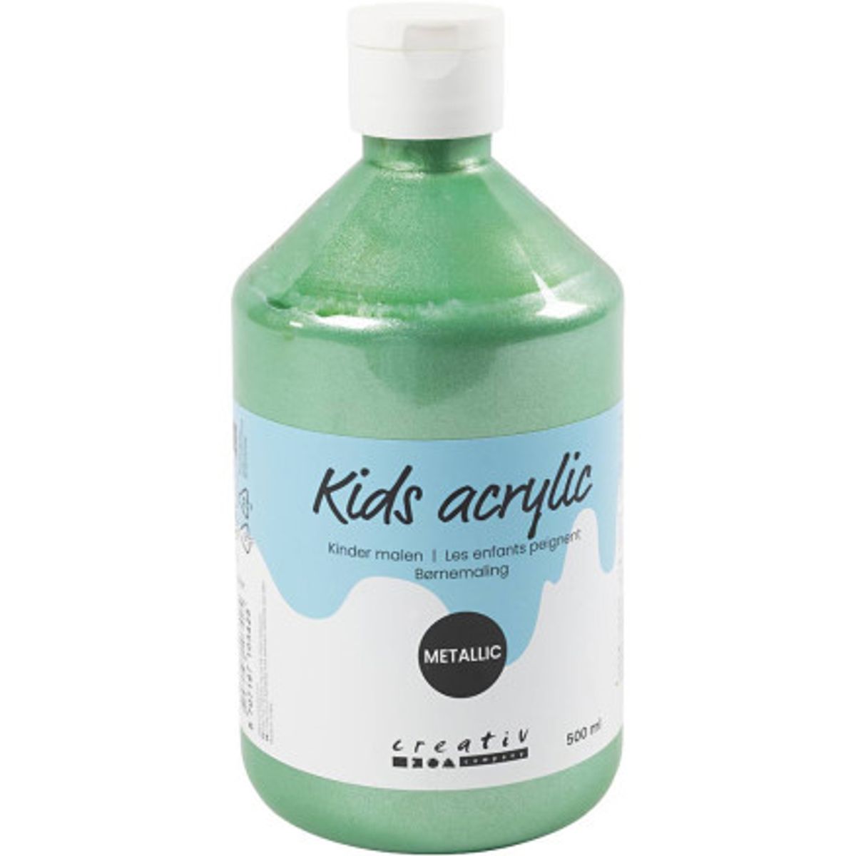 Skole akrylmaling metallic, lys grøn, metallic, 500 ml/ 1 fl.