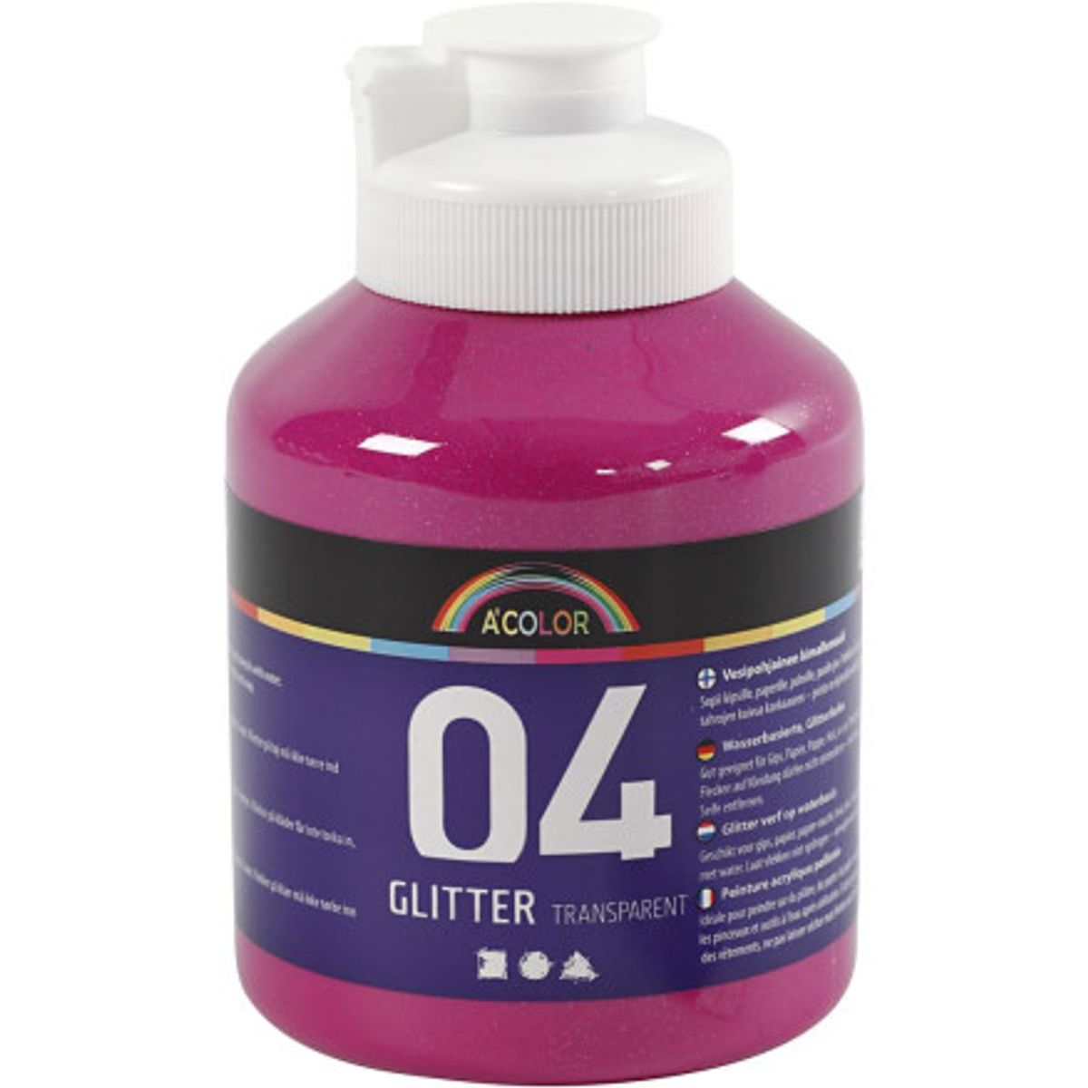 Akrylmaling Glitter, pink, 500ml/ 1 fl.